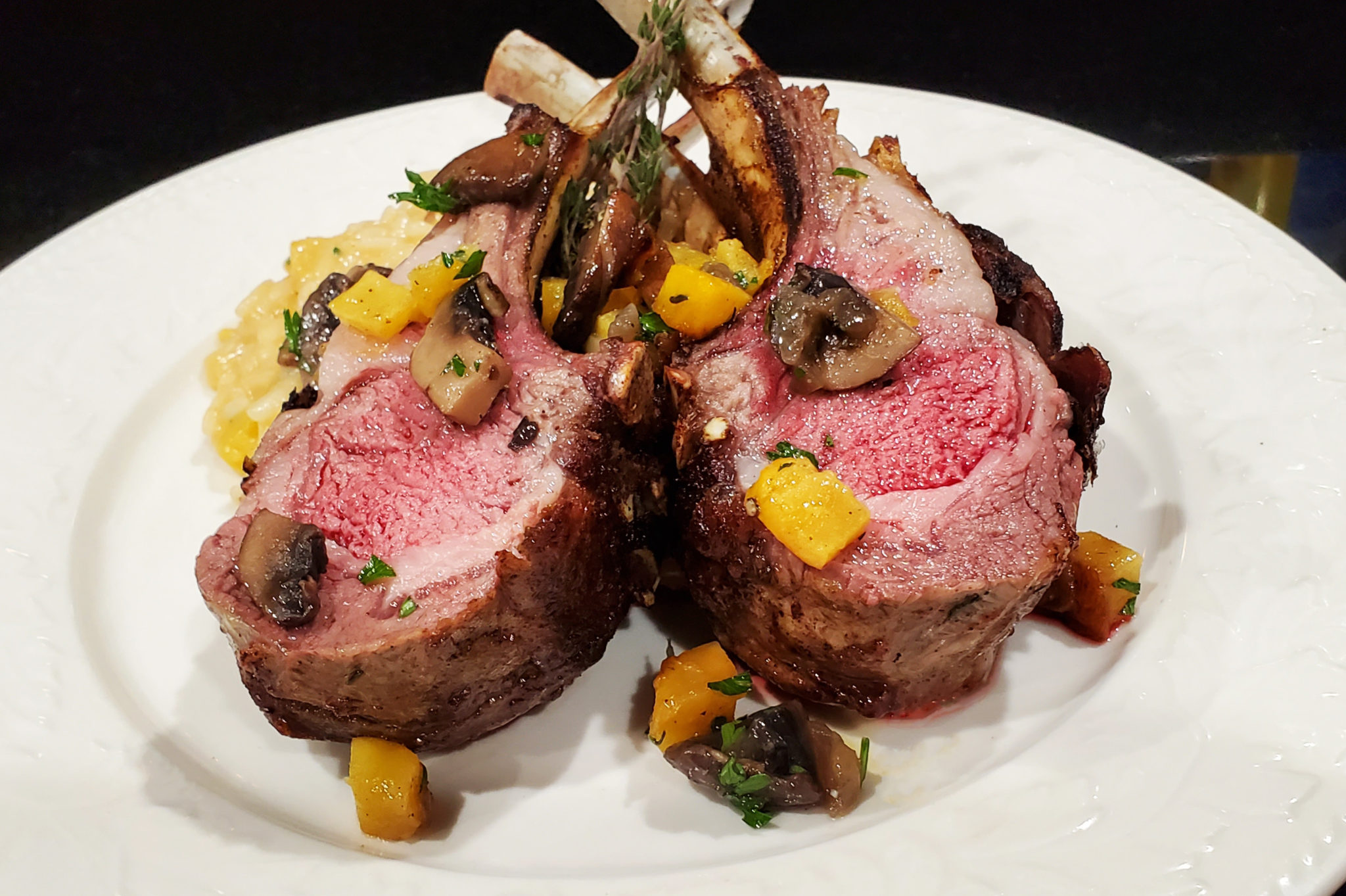 Roasted Rack of Lamb with Pumpkin & Mushroom Risotto