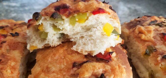 Fontina Cheese and Bell Peppers Focaccia